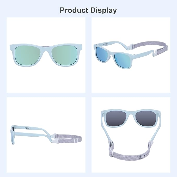 COCOSAND Flexible Baby Sunglasses with Strap Polarized UV Protection for Toddler Infant Newborn Boy Girl Age 0-24 Months