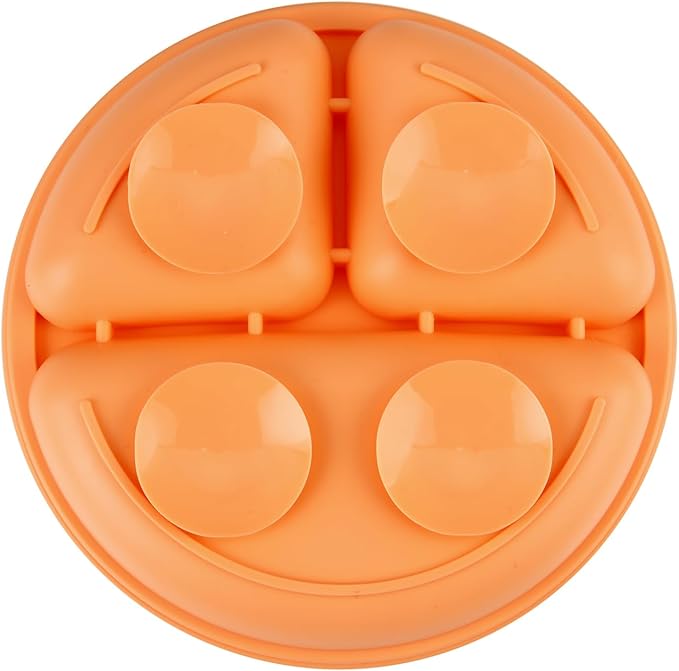 PandaEar 3 Pack Toddler Plates, Silicone Divided Suction Plate for Babies, BPA-Free 100% Food-Grade Silicone Unbreakable Baby Plate (Orange)