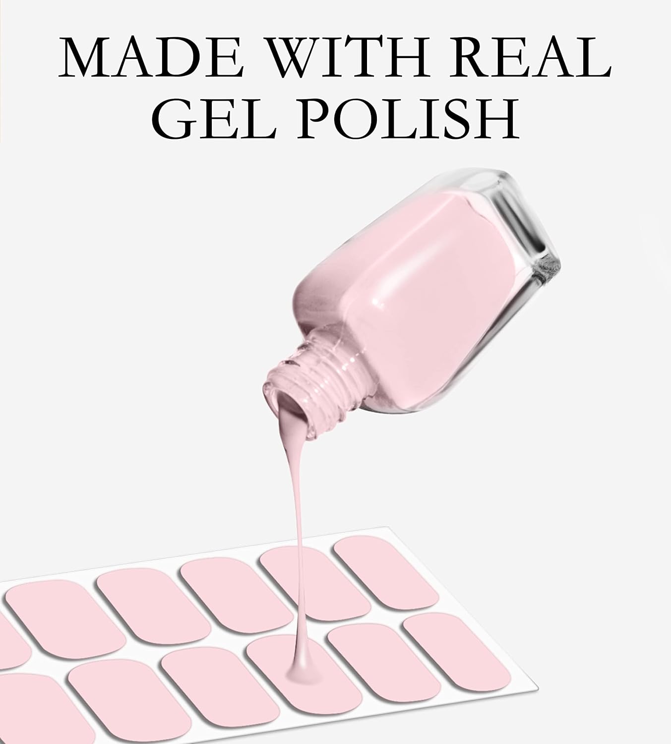 Nail Polish Strips, 32PCS Salon Quality Wraps, Long Lasting Gel Nail Stickers for Women Easy Apply& Remove (Rose Pink)
