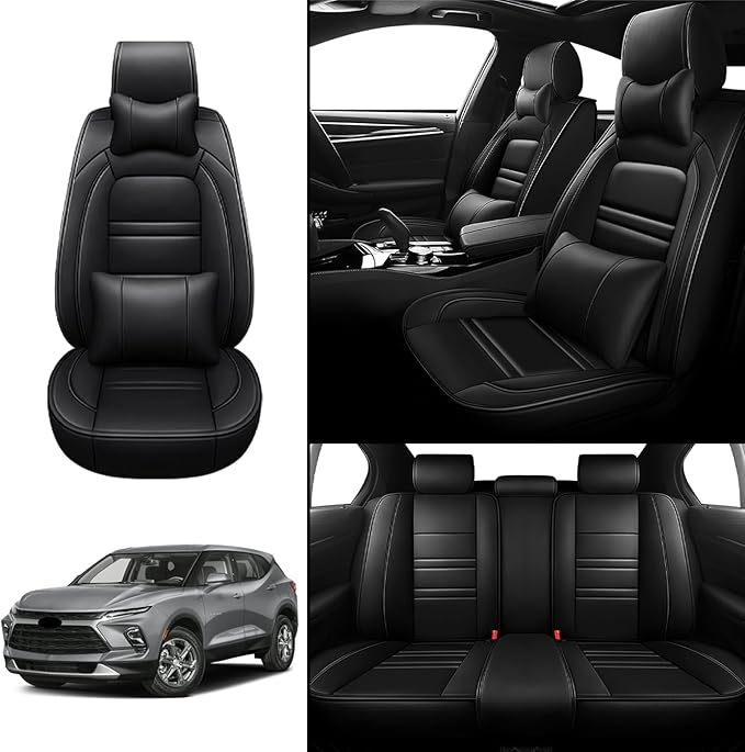 Car Seat Covers for Chevy Blazer 2019-2025 | 5-Seats Seat Covers, Waterproof Seat Protectors, Automotive Seat Covers (Full Set with Pillow,Black)