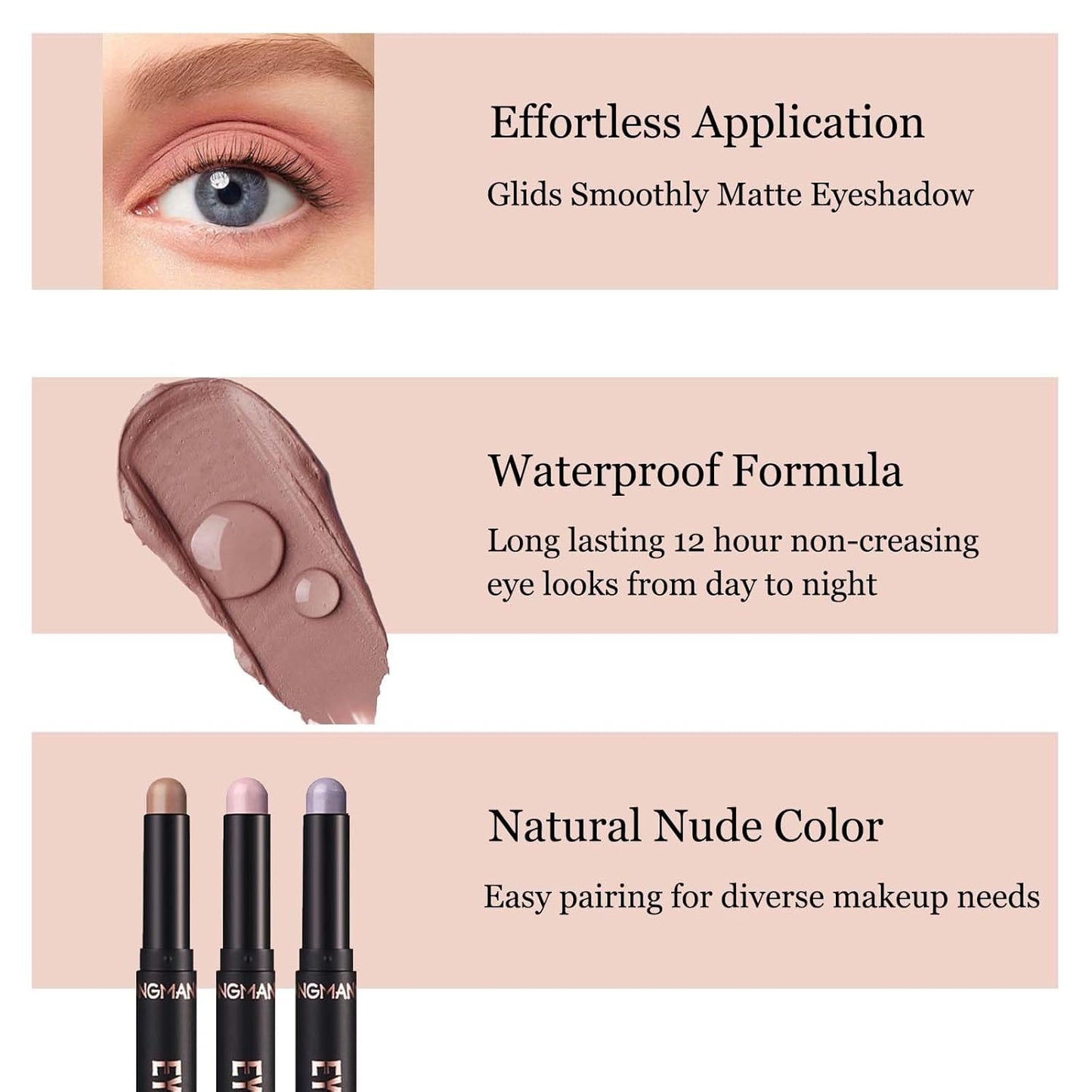 Cream Eyeshadow Stick Blendable Shimmer Eyeshadow Long Lasting High Pigment Eye Shadow Sticks,Waterproof Hypoallergenic eyeshadow Pencil (16#)