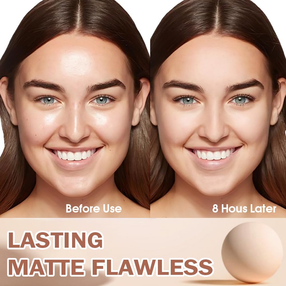 Kaely Oil Control Face Pressed Powder, Perfection Matte Compact Powder, Long Lasting Waterproof Finishing Powder Makeup, polvo compacto de maquillaje, Lightweight, Vegan, 120 Vanilla