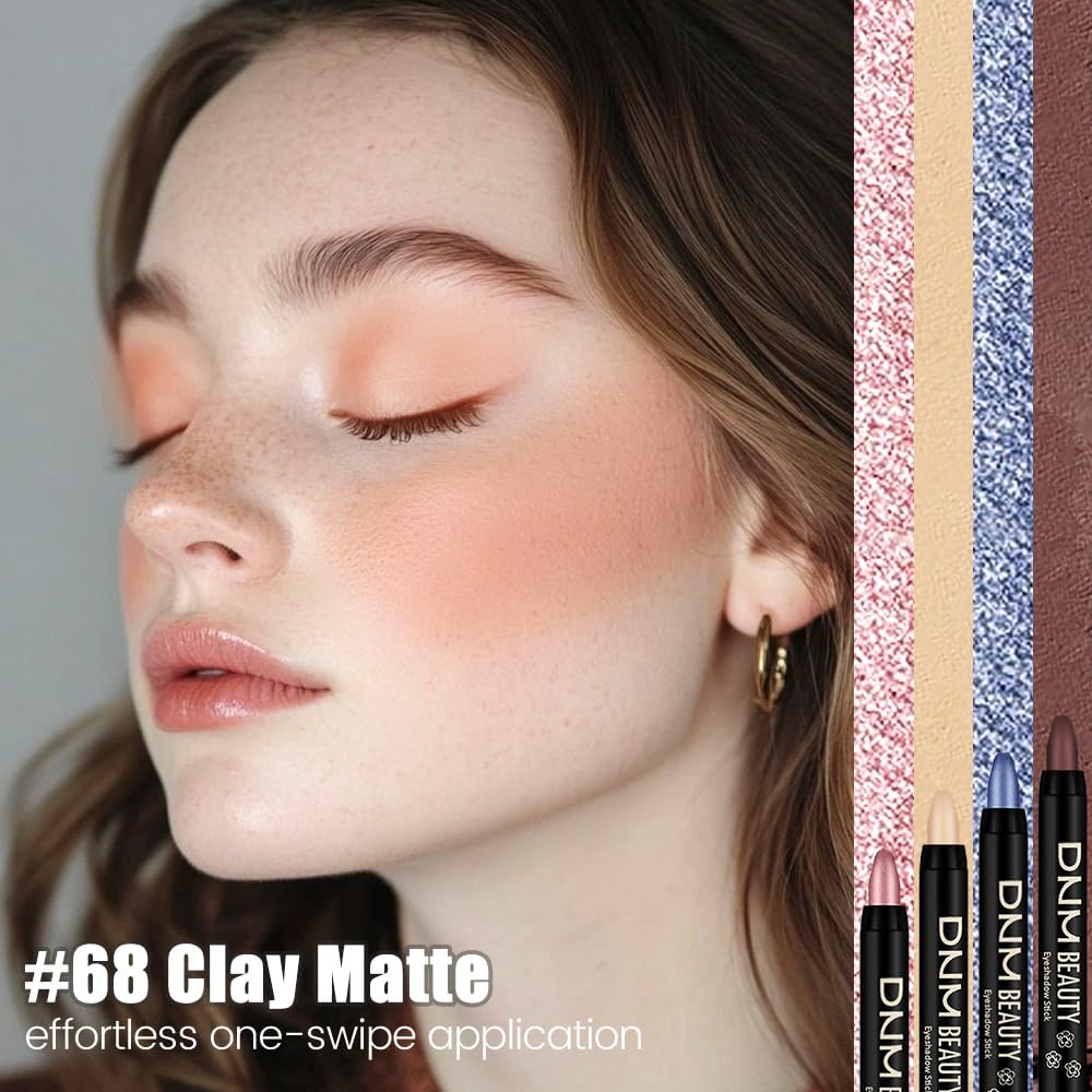 Nude Pink Matte Cream Eye Shadow Stick Makeup for Women, Nude Pink Matte Eyeliner Pencil Eyeshadow Brightener Stick for Eyes, Waterproof Eyeshadow Applicator Blendable sombras para ojos 68#
