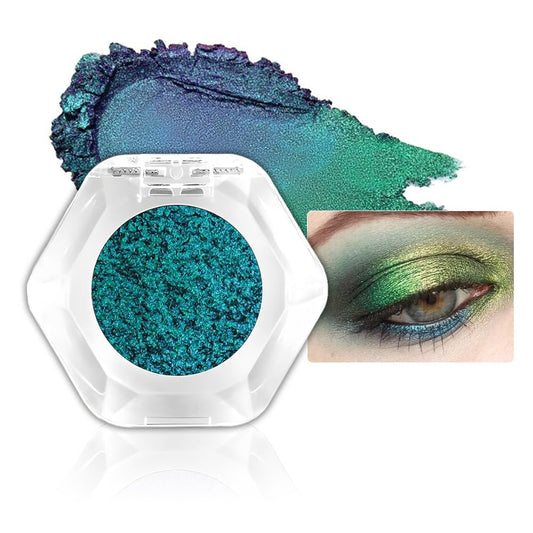 evpct Green Teal Shimmery Eyeshadow Palette, Teal Glitter Loose High Pigment Shimmer Metallic Rainbow Eyeshadow Makeup Pallet, Green Holographic Multichrome Eyes Highlighter 10#