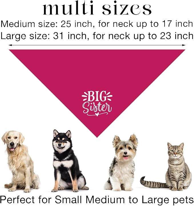Big Sister Dog Bandana, Deep Pink Dogs Scarf Accessories, Pet Triangle Scarf - Image 3