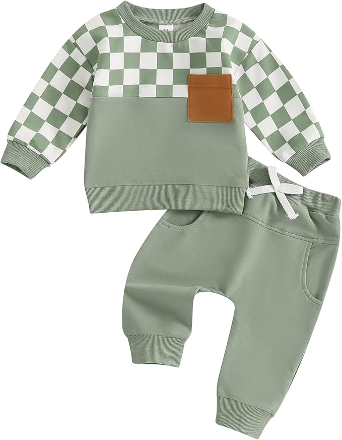 Toddler Baby Boy Fall Outfits Long Sleeve Crew Neck Pullover Sweatshirt + Jogger Pants Set Infant Winter Clothes