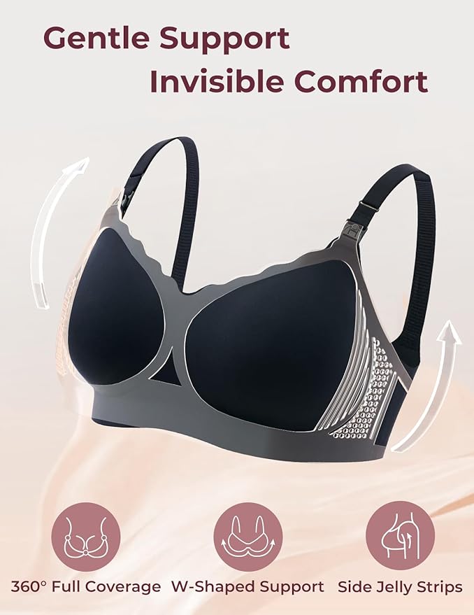 Momcozy 4-in-1 Hands-Free Pumping Bra with Cooling Fabric & Jelly-Strip Support, Nursing & Breast Pump Bra for All-Day Wear