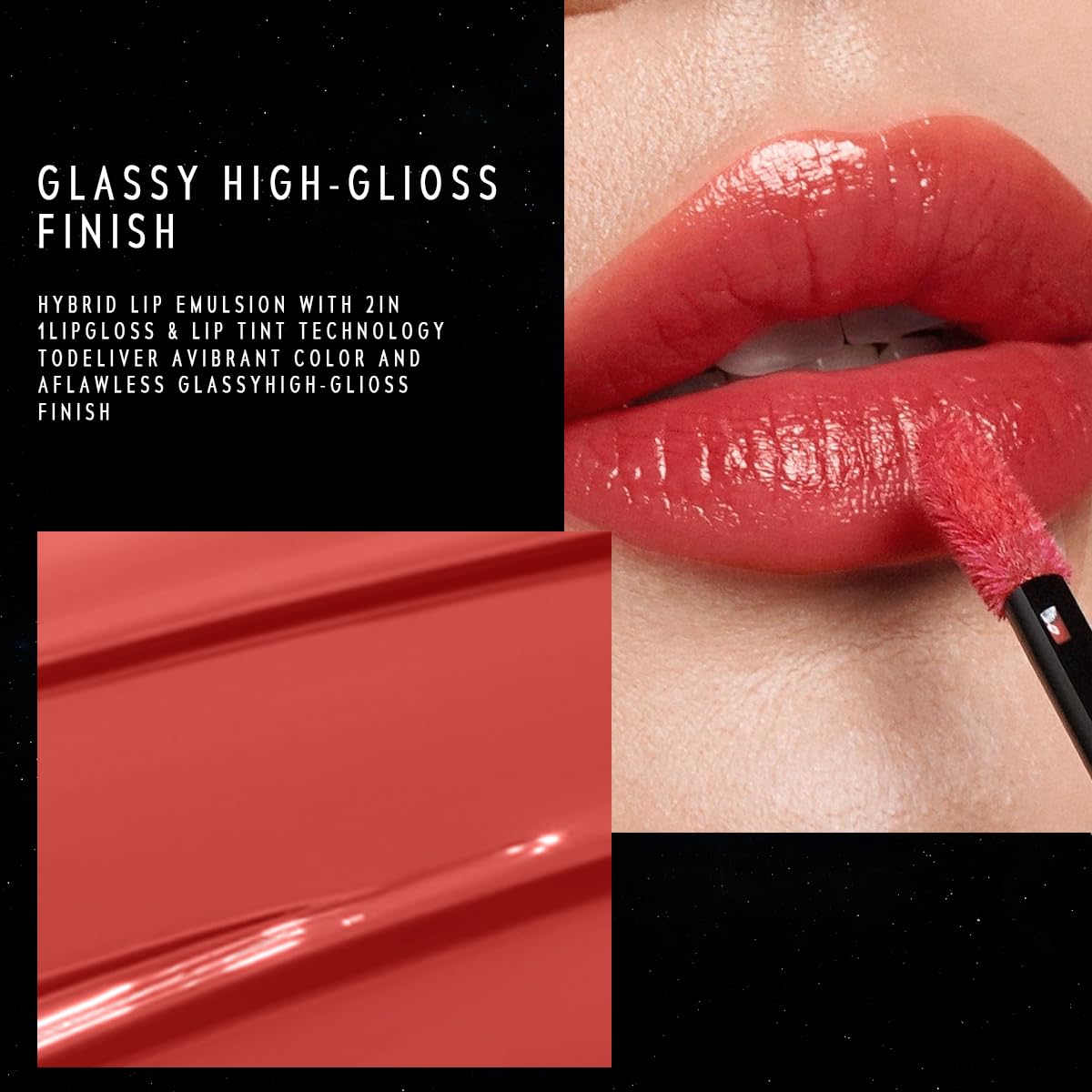 STELLAR DUST LIP STAIN-Long Lasting, Waterproof and Transferproof Lip Tint, Glossy Finish Lip Gloss, Lightweight Lipstick, High Coverage, Vivid Color (12)