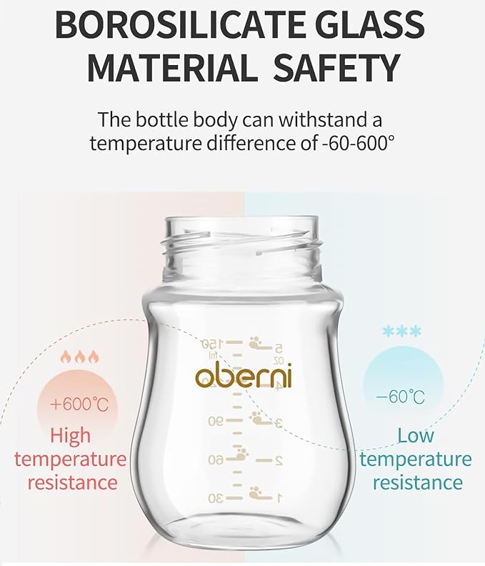 Glass Baby Bottles, Anti Colic Breastfeeding Bottle with Natural Response Nipple for Newborn Preemie 0+ Month, BPA Free, Wide Neck, Blue/1Pack/5oz