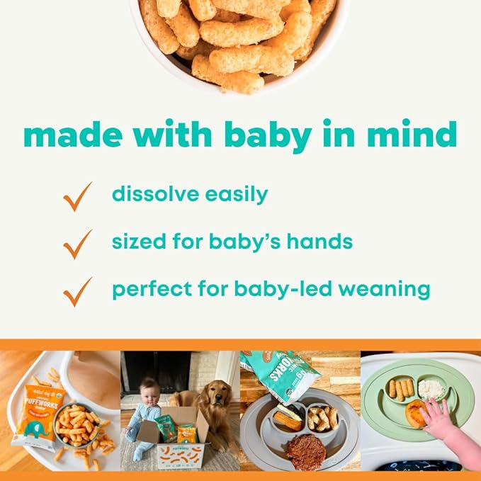 Puffworks Baby Peanut and Almond Variety Pack, Perfect for Early Peanut Introduction, Plant Protein, USDA Organic, Gluten-Free, Vegan, Non-GMO, Kosher, 1.0 Ounce (Pack of 6)