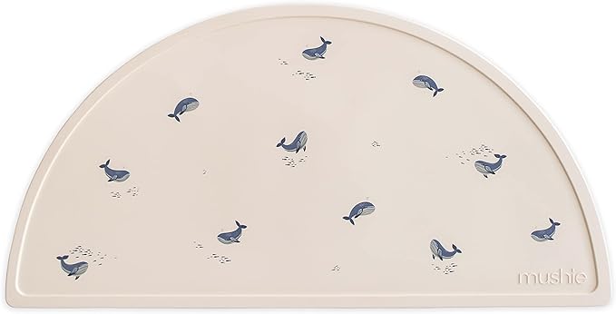 mushie Silicone Placemat for Kids | BPA-Free Non-Slip Design (Whales)