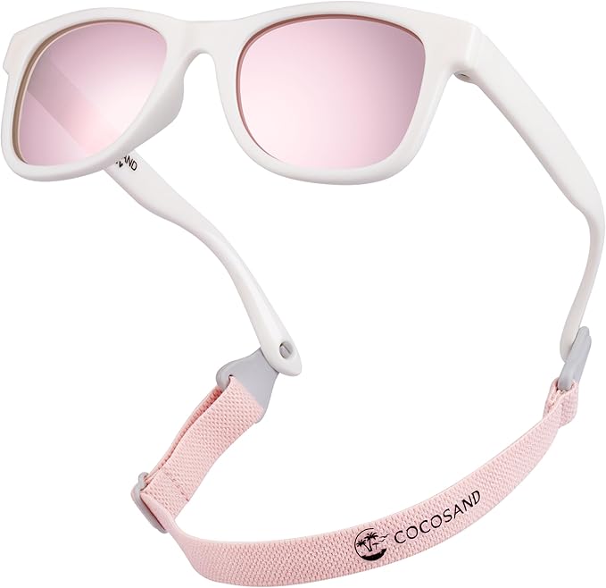 COCOSAND Flexible Baby Sunglasses with Strap Polarized UV Protection for Toddler Infant Newborn Boy Girl Age 0-24 Months