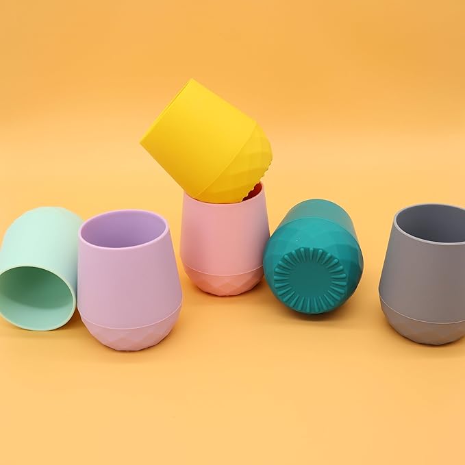 2 Pack Tiny Cup for 4+ Months | Silicone Baby Cups 6-12 Months, Infant Training Open Cup for Baby Led Weaning Supplies, 2oz (Lilac Blush)