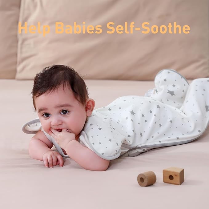 Baby Sleep Sack Swaddles for Newborn 0-3 Months, Arms Up Swaddle Blanket 2 Packs Cotton, Hands Up 3-Way Transitions to Arms-Free Wearable Sleeping Sack Bag for Boys Girls Snug Fit Calms Startle Reflex