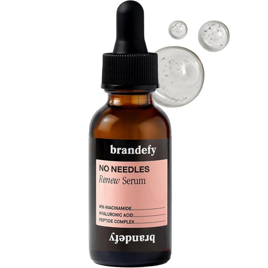 Brandefy No Needles - Niacinamide Serum, Peptides and Hyaluronic Acid. Hydrating & Plumping Serum for Bright, Smooth, Firm & Dewy Skin, 1oz, Made In The US