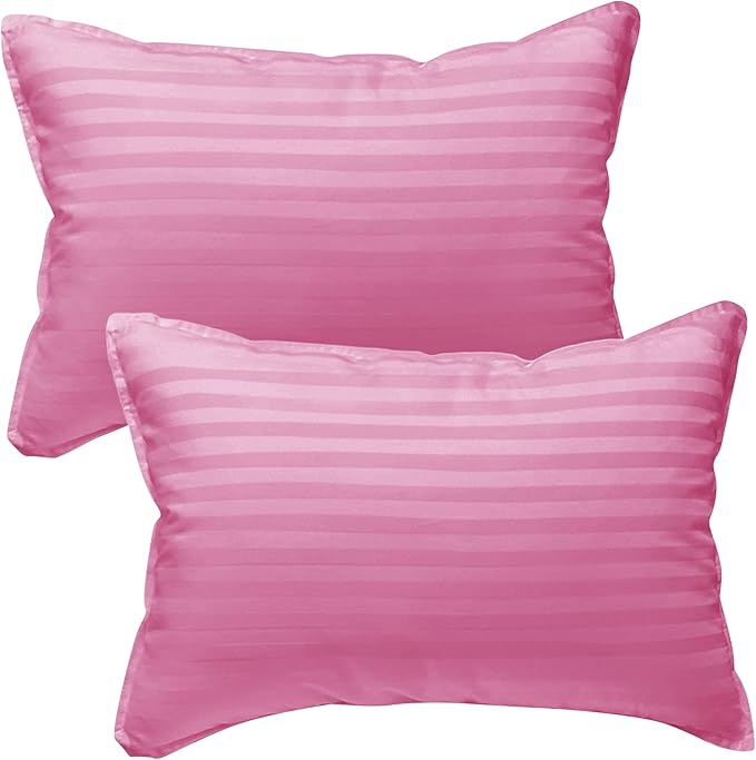 kinder Fluff Children Pillows (2pk) - The only Pillow for Kids 300T Cotton Shell & Down Alternative Fill - Machine Washable, Ideal Pillow for Kids Above 12 Years (17x26in - Pink)