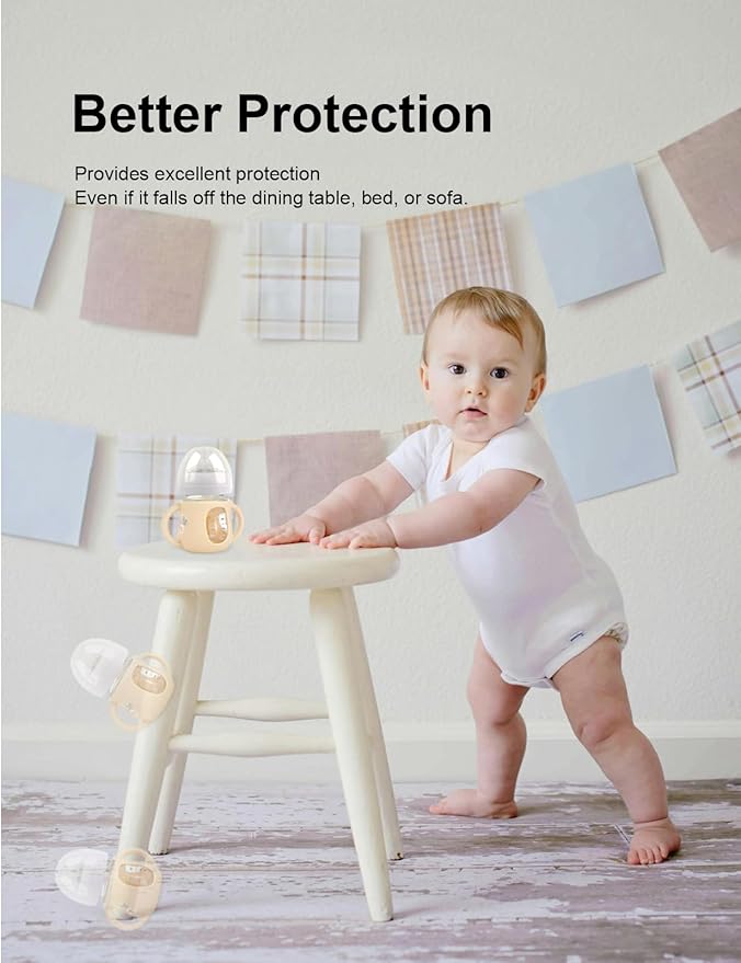 2-Pack Silicone Sleeves for Philips Avent Glass Bottles, BPA-Free Drop-Resistant Baby Bottle Sleeves with Handles, Compatible with Philips Avent Natural Glass Baby Bottles (4 oz)