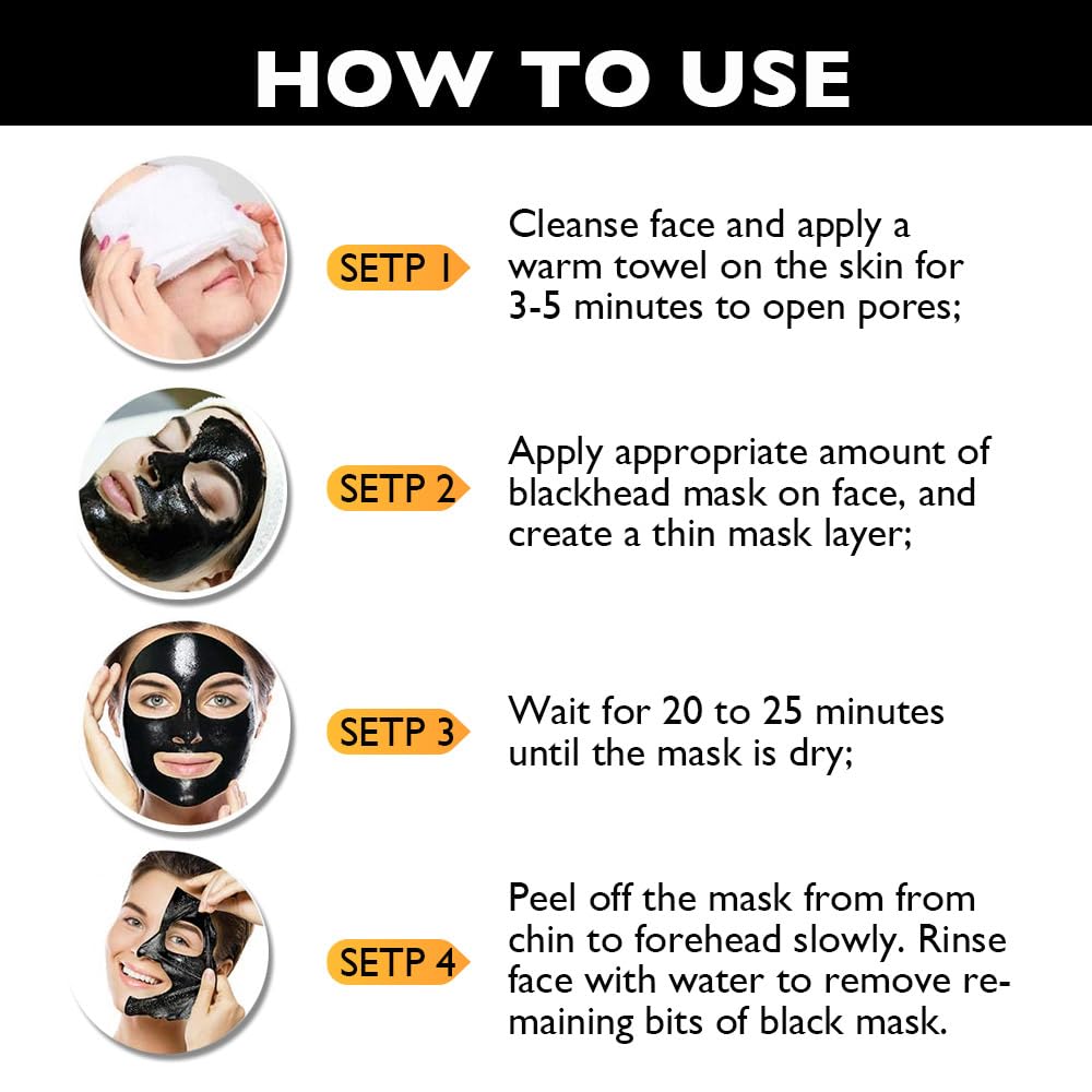 Blackhead Remover Mask, Black Activated Charcoal Face Mask Skincare Peel Off, Blackhead Peel Off Face Mask Blackheads Remover Strip Facial Mask for All Skin Types(4.23 Fl.oz)