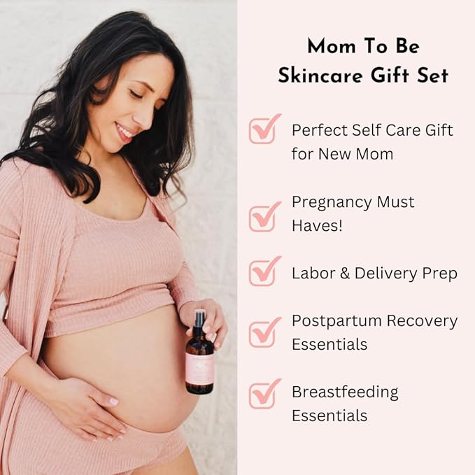 Irene Organics Belly Bundle – 5 Piece Pregnancy Skincare Gift Set with Organic Belly Butter & Natural Body Oil for Stretch Marks (5 piece set)