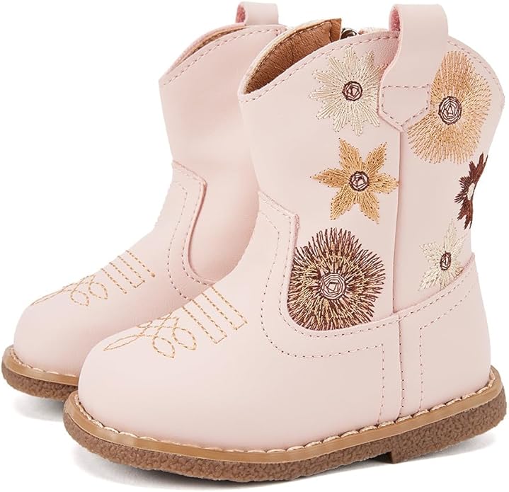 BMCiTYBM Baby Cowboy Cowgirl Boots Infant Western Shoes Boys Girls Round Toe Boots All Seasons 6-24 Months
