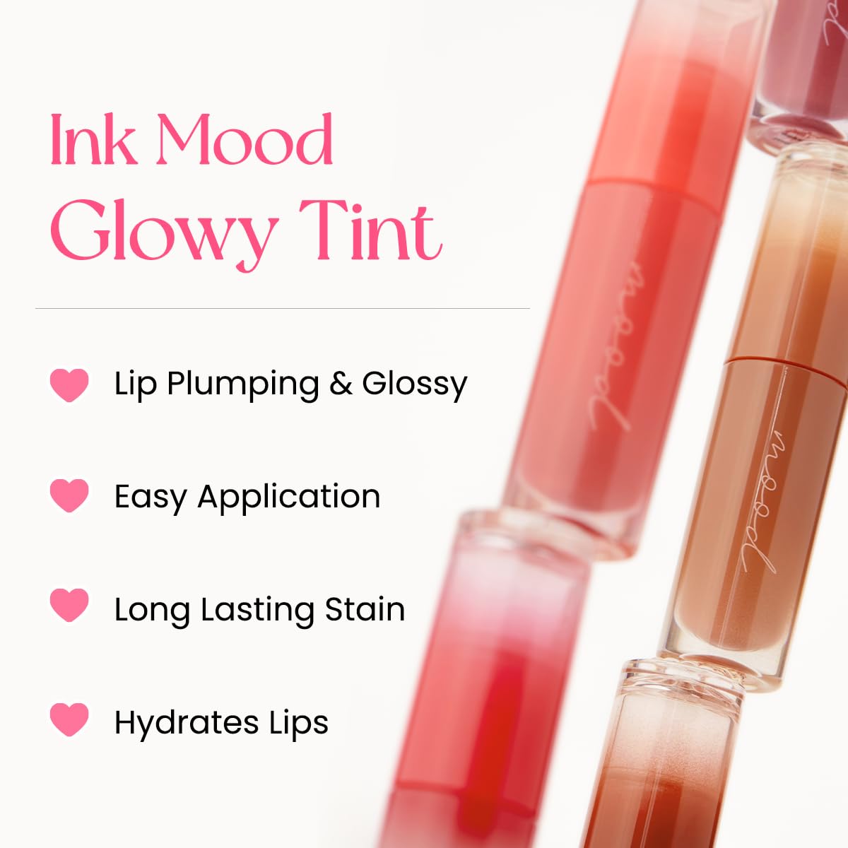 Peripera Ink Mood Glowy Tint, Lip-Plumping, Naturally Moisturizing, Lightweight, Glow-Boosting, Long-Lasting, Comfortable, Non-Sticky, Mask Friendly, No White Film (03 ROSE IN MIND)