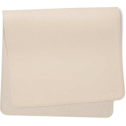 Ava + Oliver Vegan Leather Baby Changing Mat (16 X 30 in) - Multipurpose Wipeable and Portable Diaper Changing Pad - Foldable for Travel (Cream)