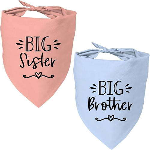 2 Pack Big Sister Big Brother Dog Bandanas, Adjustable Pet Bandana by Mixrowa