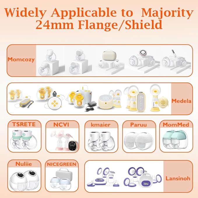 Flange Inserts 10PCS 17/19mm*5,24mm Breast Pump Shields/Flanges Compatible with Momcozy S9/S9pro/S10/S12/S12pro/Spectra/Medela/TSRETE, Reduce 24mm Tunnel Down to Correct Size