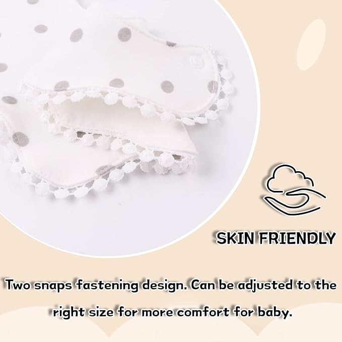 Bamery Baby Bandana Bibs White Cotton Drool Bibs for Drooling and Teething Absorbent for Boy Girl
