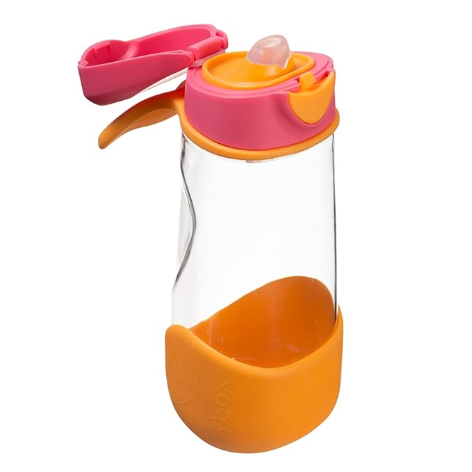 b.box 15 oz Sport Spout Kids Water Bottle for School, Sports, Travel, Daycare. Leakproof, Spill Proof, Dishwasher Safe. Easy Grip Triangle Shape, Durable Tritan Material. BPA Free.