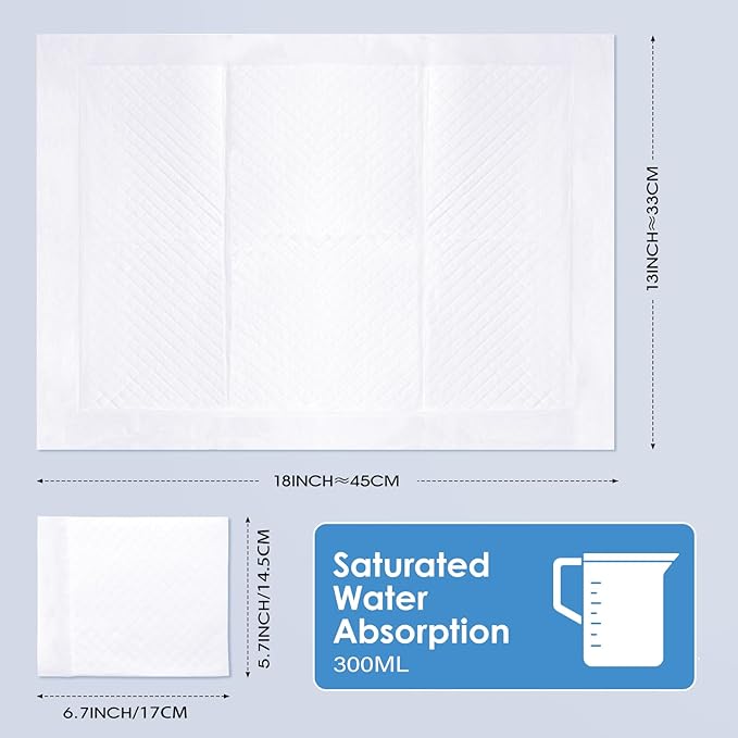 Disposable Changing Pads for Baby, 100 Pack 13 x 18 in Disposable Changing Pad Liners, Waterproof Disposable Underpads, Ultra Absorbent Super Soft Breathable Diaper Changing Mat