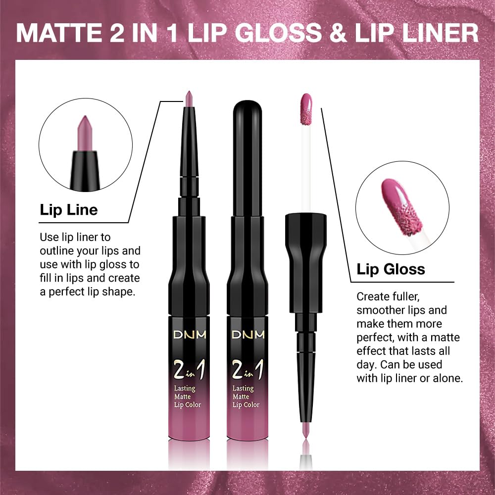evpct 1Pcs Hot Pink Matte Lip Liner and Liquid Lipstick Stain Makeup Set for Women, Rose Pink Long Lasting Smudge Proof Lipstick labiales matte mate larga duracion listip 24 hours originales, 38#
