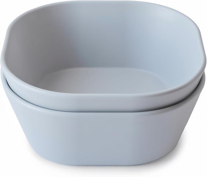 mushie Square Dinnerware Bowls for Kids | Made in Denmark, Set of 2 (Cloud)