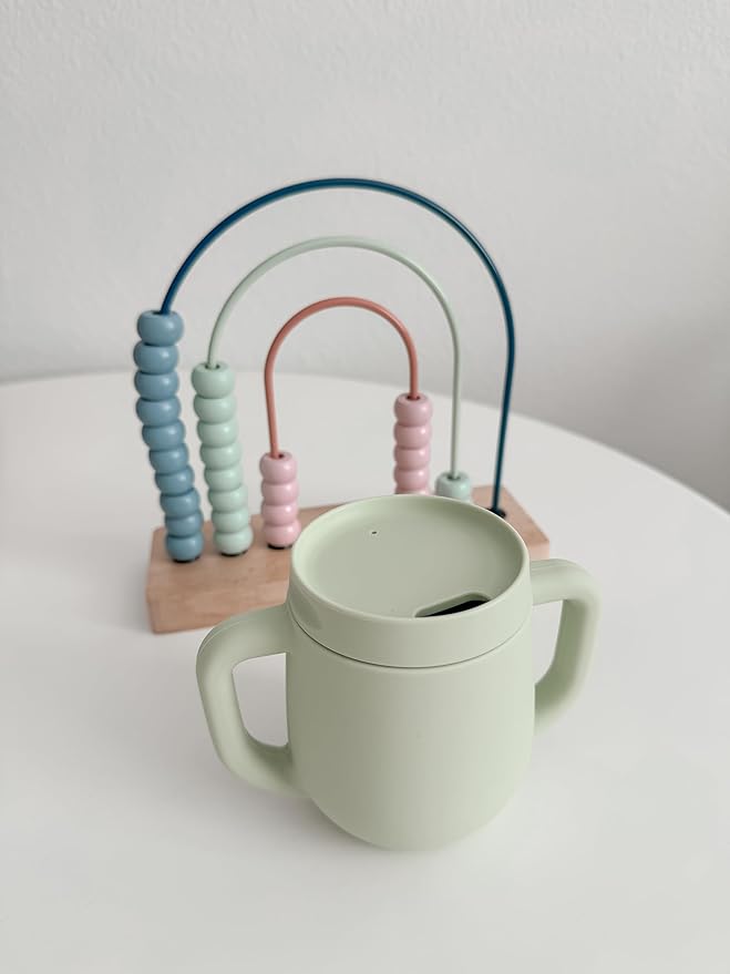 3-in-1 Silicone Training Cup with Straw & Lid - Baby Led Weaning Transition Sippy Cups for 6+ Month Old - Spill Proof Training Cup for Baby - BPA-Free Transition Sippy Cups (Spring Green)