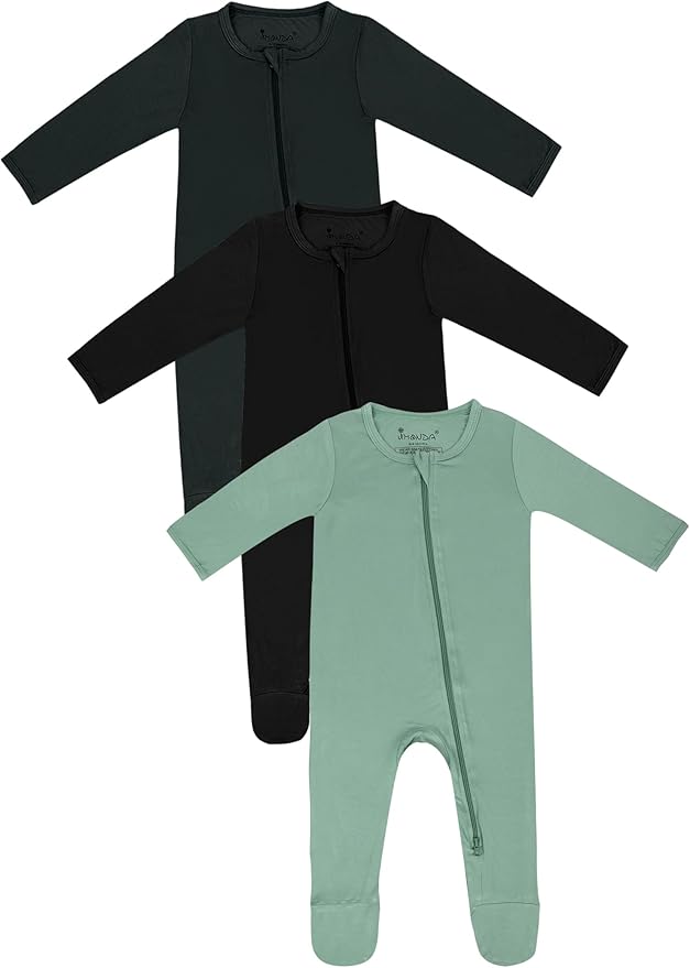 Jimonda Baby Romper Boys Girls Bamboo Pajamas 2-Way Zipper Footed Unisex Zip-Up Sleepers Sleep and Play pjs