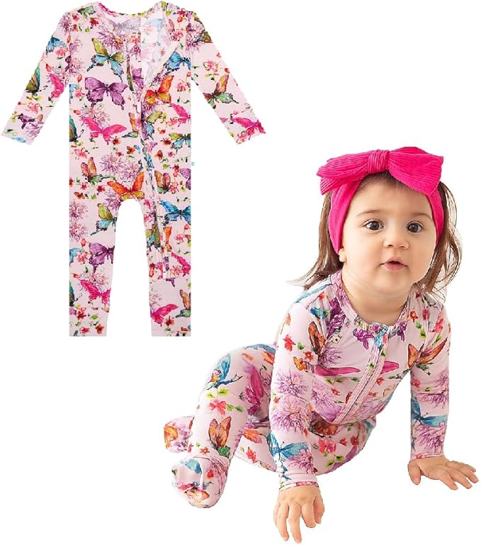 Posh Peanut Convertible Baby Sleepers - Girls Footless Baby Pajamas with 2 Way Zipper for Easy Diaper Changes