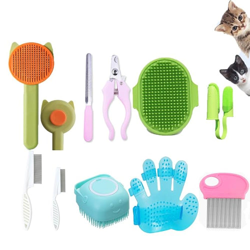 10PCS Cat & Dog Grooming Kit, Self-Cleaning Brush Removes Loose Hair, Pet Bath by Unknown