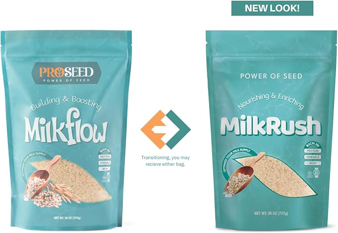 Milkrush Lactation Support for Breastfeeding - Oats Seeds & Almond Lactation Drink Mix - Milk Booster for Breastfeeding Superfood Mix with Omega 3, Iron & Calcium - Kosher Certified - 26oz Bag