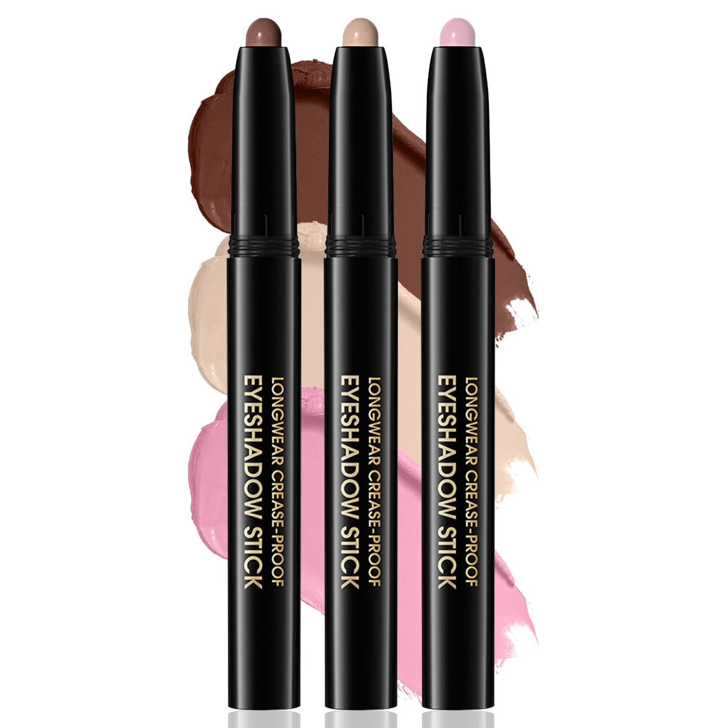 3PCS Eyeshadow Stick, Shimmer and Matte Cream Eye Shadow Brightener Sticks Eyeliner Pencil Crayon, Waterproof Long Lasting Eye Highlighter Stick Makeup (02+03+05)