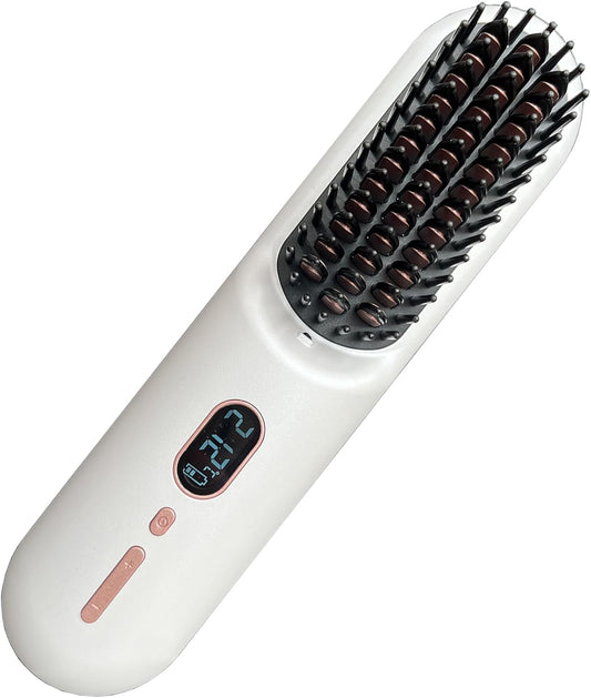 Cordless Hot Comb Rechargeable Hair Brush Straightener Heat Pressing Combs Ceramic Electric Straightening Comb, Anti Burn for Natural Black Beard Wigs Meige （9000mA）