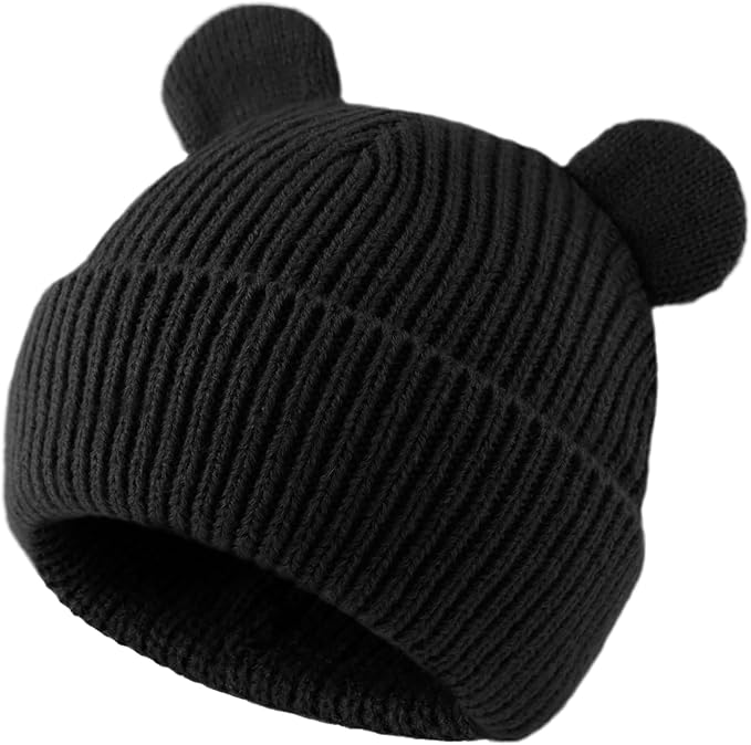 Bear Baby Beanie Knitted Baby Winter Hat Infant Toddler Boys Girls Beanie with Cotton Lining