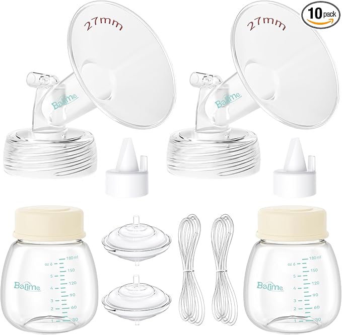 Breast Pump Parts Compatible with Spectra S1/S2/9 Plus, Not Original Accessories, Full Set Replacements Include 27mm Flanges, Valves, Backflow Protectors (Duckbills Included), Tubings and Bottles