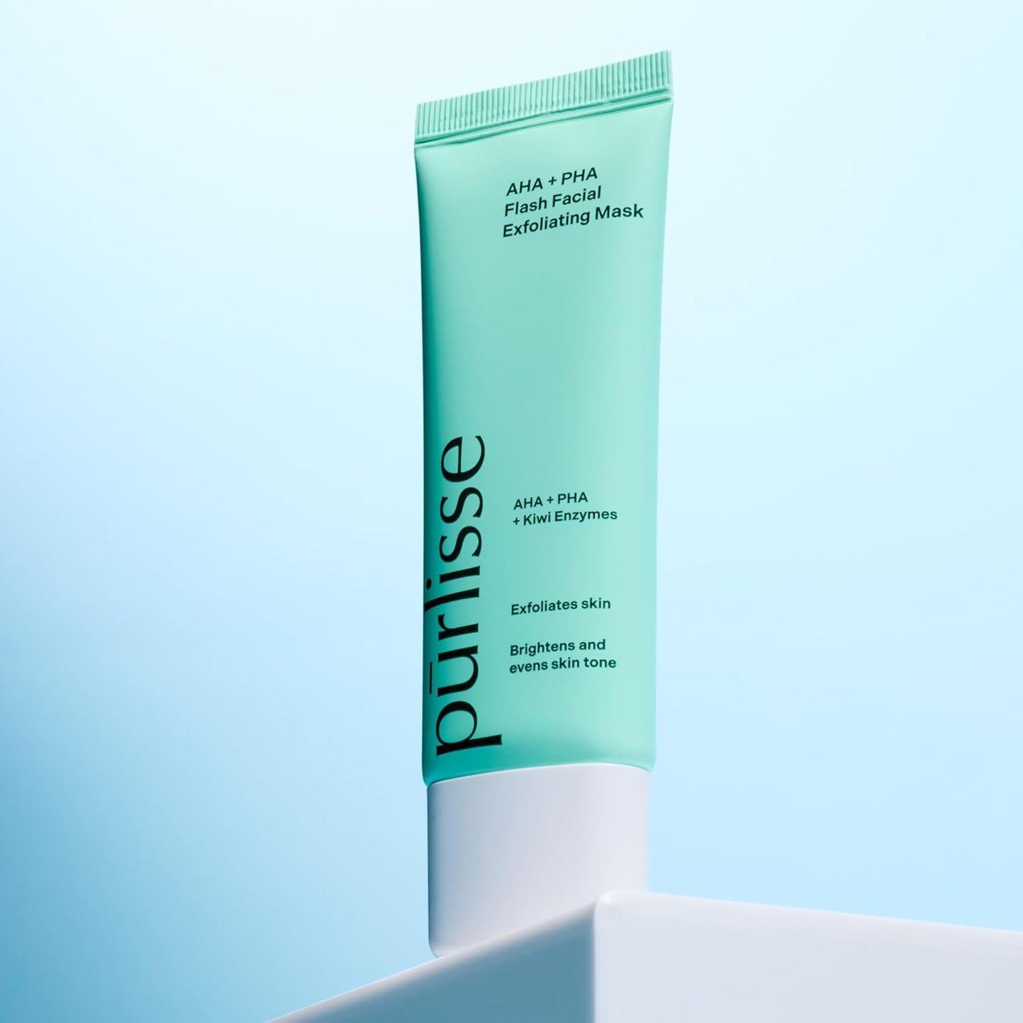 pürlisse AHA & PHA Flash Facial Exfoliant - Gentle Brightening Mask to Help Gently Refine Texture, Clear Pores & Even Skin Tone - Enriched with Fruit Enzymes to Support Skin Barrier (1.7 oz)