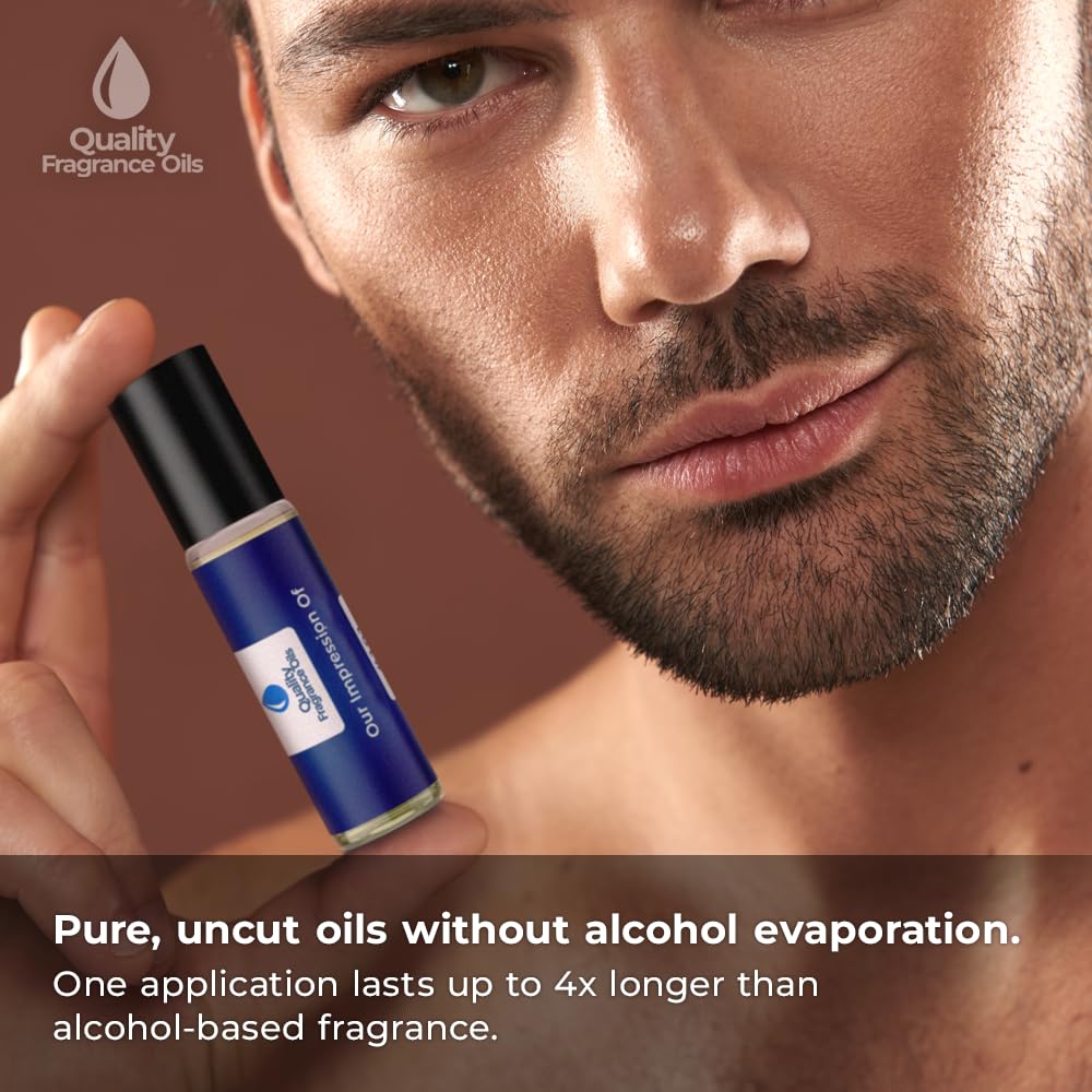 Quality Fragrance Oils' Platinum Egoiste for Men Impression #135 | Long-Lasting Perfume Oil, Alcohol-Free, Strong Scent, 10ml Roll-On | Affordable Alternative to Designer Fragrances