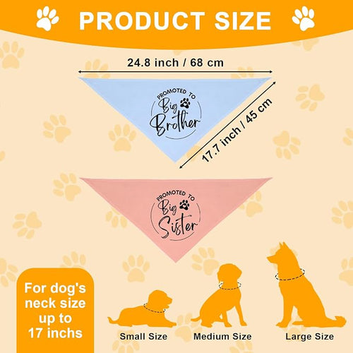 2 Pack Dog Bandana Pregnancy Announcement, Promoted to Big Brother and Sister - Image 2