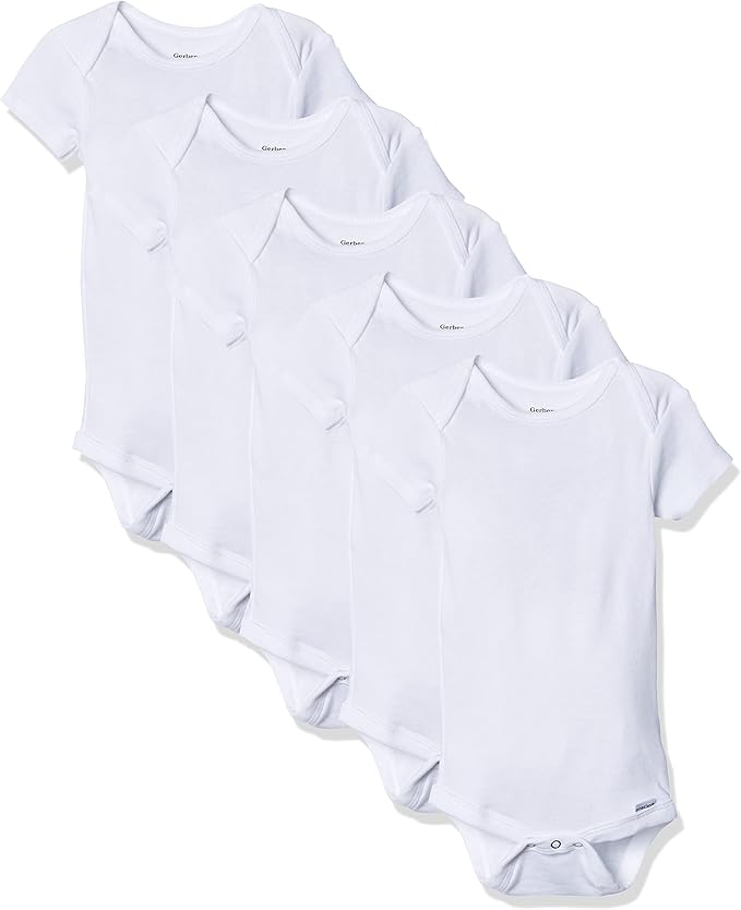 Gerber baby-girls 5-pack Solid Onesies Bodysuits