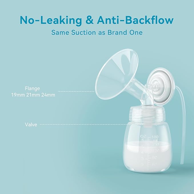 6PCS 18mm Breast Pump Flanges, Duckbill Valves Compatible with Spectra S1/S2/9Plus/Synergy Gold, Motif Luna, Wide-Mouth Bottle Fit, Breast Pump Accessories