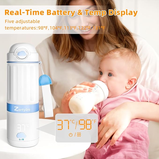 Portable Milk Warmer for Travel,New Upgrade Detachable Design,17Oz Larger Capacity Baby Bottle Warmer with Adjustable Temp & Keep Warm for Formula, Breastmilk,Fast Heating,13500 mAh