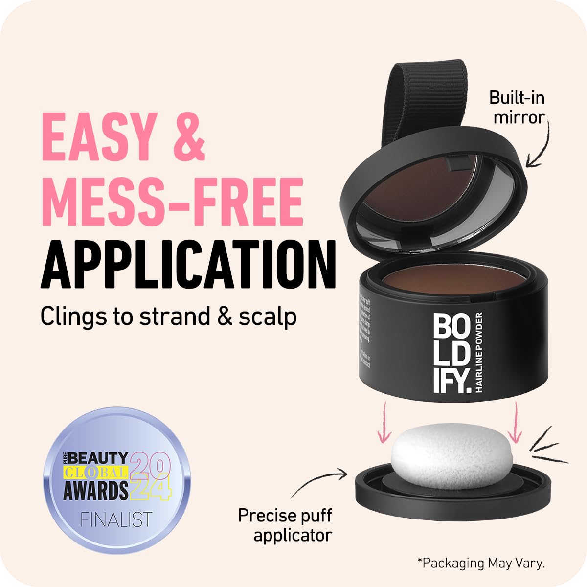 BOLDIFY Hairline Powder - Root Touch Up Hair Color for Gray Coverage - Bald Spot Concealing Hair Powder for Women & Men - 48-Hour Stain-Proof - Ash Brown