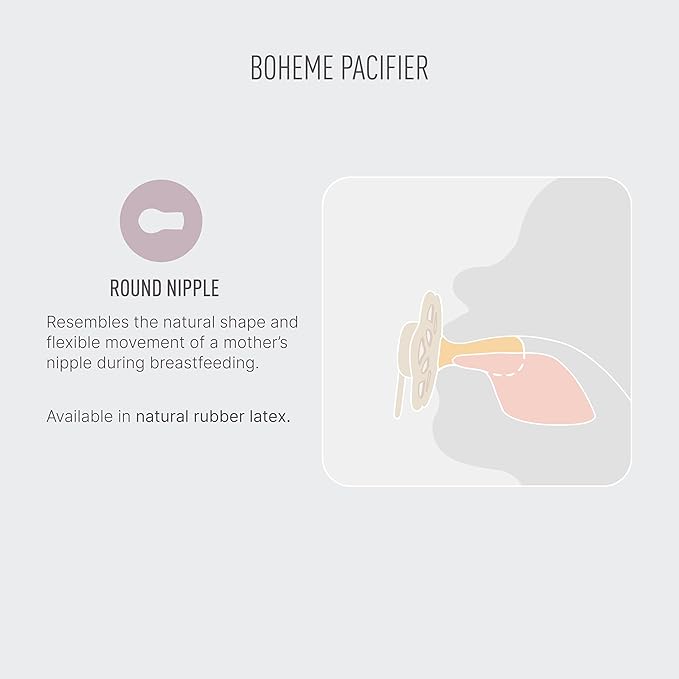 BIBS Boheme Soother 4-Pack | BPA Free Dummy Pacifier | Round Nipple | Natural Rubber Latex | Made in Denmark| Size 0-6 Months | Dusky Lilac Mix